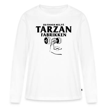Sie finden mich in der Fabrik - Frauen Premium Bio Langarmshirt - Weiß - Vorne - Julia (174cm)
