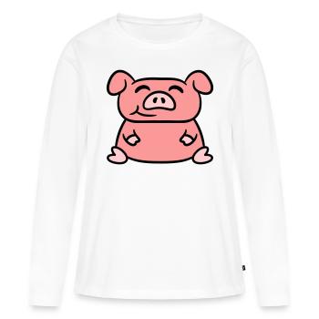Assis Cochon Amour Petit Cochon Mignon - T-shirt manches longues Premium bio Femme - blanc - Devant - Julia (174cm)