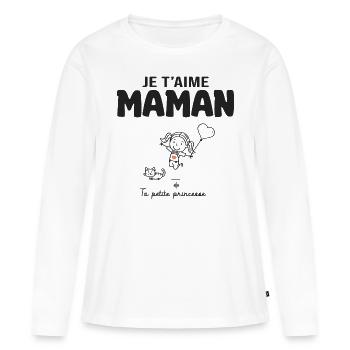 je t aime maman cadeau maman fille fête des mères - T-shirt manches longues Premium bio Femme - blanc - Devant - Julia (174cm)