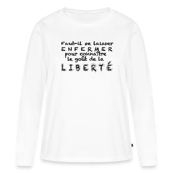 Liberté - T-shirt manches longues Premium bio Femme - blanc - Devant - Julia (174cm)