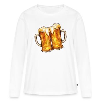 Chopes à bière Chopes à bière Verres à bière Bière Boire de l’alcool - T-shirt manches longues Premium bio Femme - blanc - Devant - Julia (174cm)
