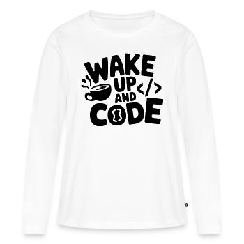 Wake Up and Code - Women's Premium Organic Long Sleeve Shirt - white - Front - Julia (174cm)