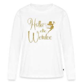 Weißwein Rotwein JGA Vino Wein - Holla die Weinfee - Frauen Premium Bio Langarmshirt - Weiß - Vorne - Julia (174cm)