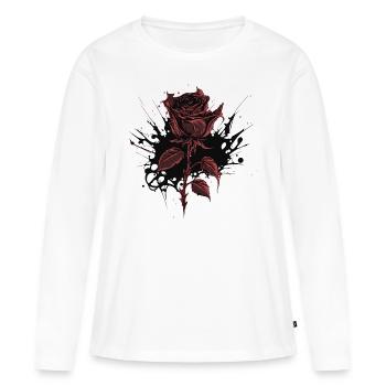 Rose rouge gothique gothique - T-shirt manches longues Premium bio Femme - blanc - Devant - Julia (174cm)