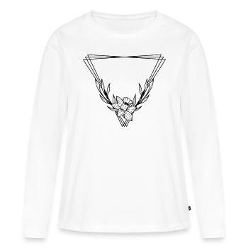 Couronne florale Boho feuille de saule 3 - T-shirt manches longues Premium bio Femme - blanc - Devant - Julia (174cm)