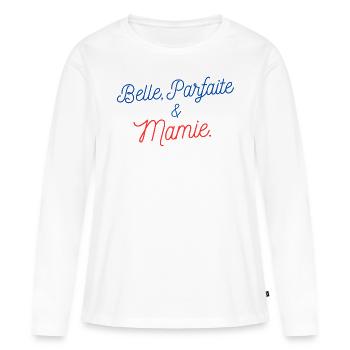 Femme Belle parfaite et mamie - T-shirt manches longues Premium bio Femme - blanc - Devant - Julia (174cm)