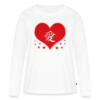 Symbole d’amour et de cœur chinois - T-shirt manches longues Premium bio Femme - blanc - Devant - Julia (174cm)