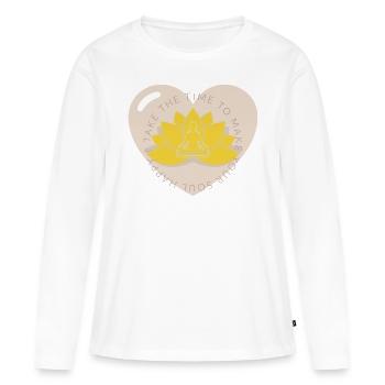 Yoga Fleur de Lotus - T-shirt manches longues Premium bio Femme - blanc - Devant - Julia (174cm)