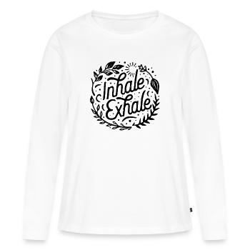 Inhale exhale inspire expire - T-shirt manches longues Premium bio Femme - blanc - Devant - Julia (174cm)