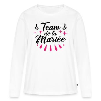 Team EVJF Futur Mariée Bride Demoiselles D'honneur - T-shirt manches longues Premium bio Femme - blanc - Devant - Julia (174cm)