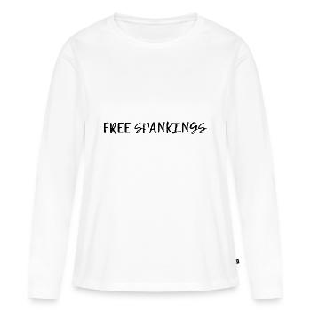 Fessées gratuites 2 - T-shirt manches longues Premium bio Femme - blanc - Devant - Julia (174cm)