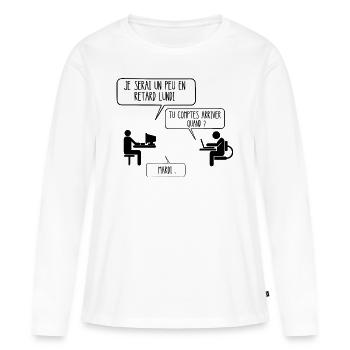en retard lundi - T-shirt manches longues Premium bio Femme - blanc - Devant - Julia (174cm)