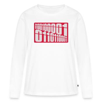 Binary Code Program Language - Women's Premium Organic Long Sleeve Shirt - white - Front - Julia (174cm)