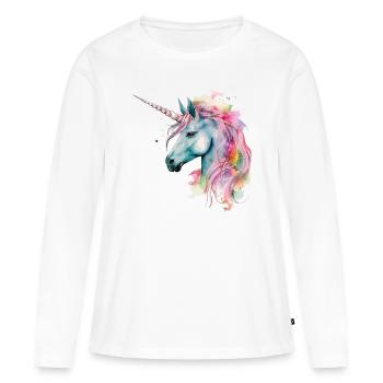 Licorne Magie Fantaisie Fable Couleurs Colorées Art - T-shirt manches longues Premium bio Femme - blanc - Devant - Julia (174cm)
