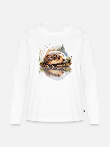 Kleiner Igel, Heimische Tiere, Naturschutz, Garten - Frauen Premium Bio Langarmshirt - Weiß