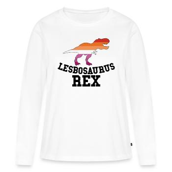 Lesbosaurus Rex - Lesbian Flag Gay Marriage Funny - T-shirt manches longues Premium bio Femme - blanc - Devant - Julia (174cm)