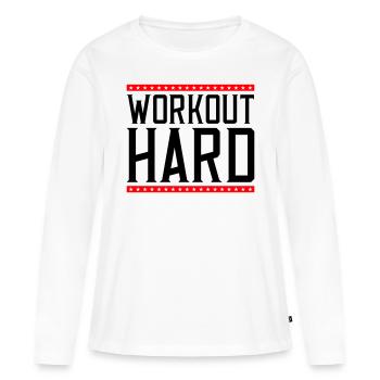 Entraînement dur 2 - T-shirt manches longues Premium bio Femme - blanc - Devant - Julia (174cm)