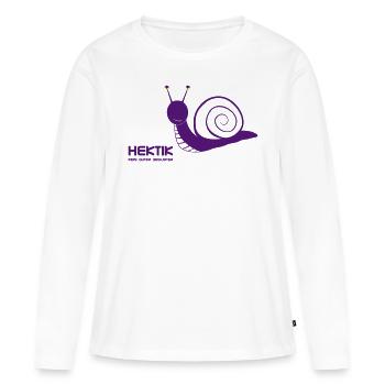 Hektik kein guter Begleiter - Frauen Premium Bio Langarmshirt - Weiß - Vorne - Julia (174cm)