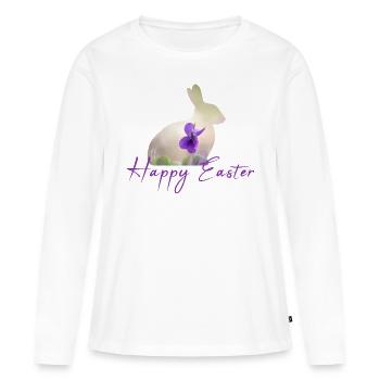 Joyeuses Pâques - T-shirt manches longues Premium bio Femme - blanc - Devant - Julia (174cm)