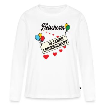 Fleischerin Jubiläum 10 Jahre 10. jähriges Jubi - Frauen Premium Bio Langarmshirt - Weiß - Vorne - Julia (174cm)