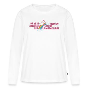 Fresst meinen Sternenstaub ihr Langweiler! - Frauen Premium Bio Langarmshirt - Weiß - Vorne - Julia (174cm)