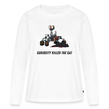 Die Neugier tötete die Katze Weiße Umrisse - Frauen Premium Bio Langarmshirt - Weiß - Vorne - Julia (174cm)