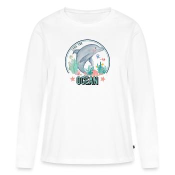 love dolphin ocean watercolor - Women's Premium Organic Long Sleeve Shirt - white - Front - Julia (174cm)