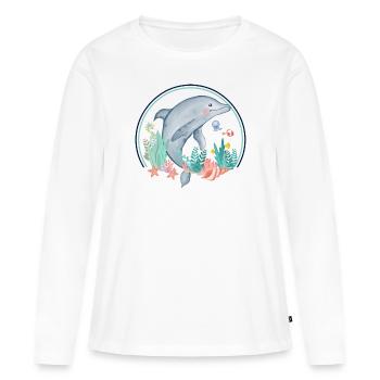 dolphin underwater - Frauen Premium Bio Langarmshirt - Weiß - Vorne - Julia (174cm)