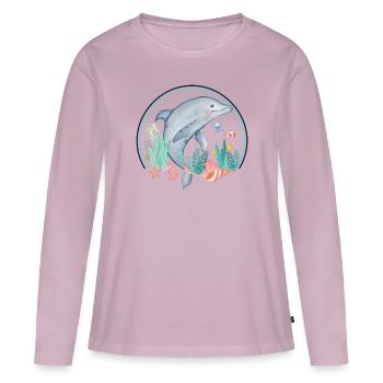 dolphin underwater - Frauen Premium Bio Langarmshirt - Altrosa - Vorne - Julia (174cm)