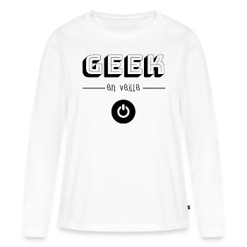 Geek en Veille - T-shirt manches longues Premium bio Femme - blanc - Devant - Julia (174cm)