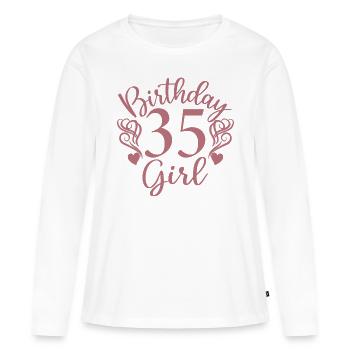 35e anniversaire femmes son anniversaire fille 35 ans - T-shirt manches longues Premium bio Femme - blanc - Devant - Julia (174cm)