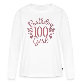 100e anniversaire Femmes Anniversaire Fille 100 ans - T-shirt manches longues Premium bio Femme - blanc - Devant - Julia (174cm)