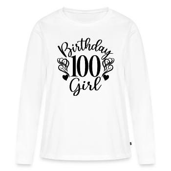 100e anniversaire Femmes Anniversaire Fille 100 ans - T-shirt manches longues Premium bio Femme - blanc - Devant - Julia (174cm)