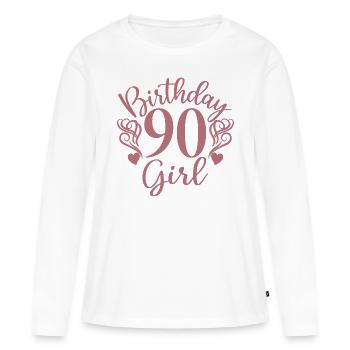 90. Geburtstag Frauen Ihr Geburtstagskind 90 Jahre alt - Frauen Premium Bio Langarmshirt - Weiß - Vorne - Julia (174cm)