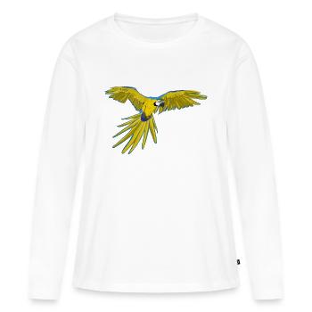Yellow-breasted macaw in flight Ara ararauna - Women's Premium Organic Long Sleeve Shirt - white - Front - Julia (174cm)