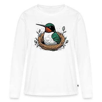 Nid de martin-pêcheur - T-shirt manches longues Premium bio Femme - blanc - Devant - Julia (174cm)
