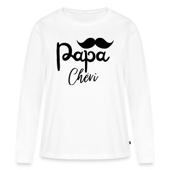 papa chéri - T-shirt manches longues Premium bio Femme - blanc - Devant - Julia (174cm)