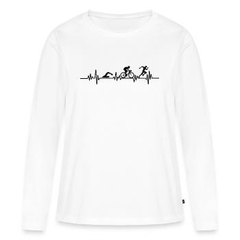 triathlète battement de cœur triathlon triathlète - T-shirt manches longues Premium bio Femme - blanc - Devant - Julia (174cm)