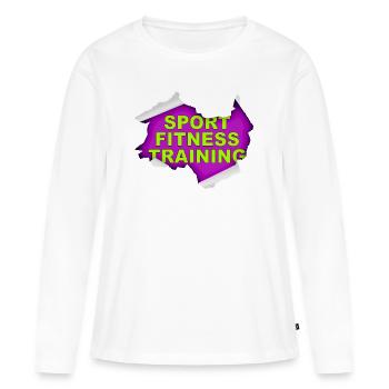 SPORT FITNESS TRAINING - T-shirt manches longues Premium bio Femme - blanc - Devant - Julia (174cm)