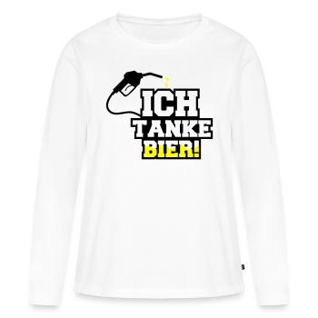 Je fais le plein de bière - T-shirt manches longues Premium bio Femme - blanc - Devant - Julia (174cm)