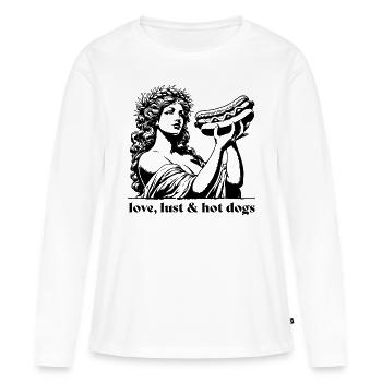 Aphrodite avec l’amour, la luxure et les hot-dogs Restauration rapide - T-shirt manches longues Premium bio Femme - blanc - Devant - Julia (174cm)