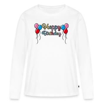 Joyeux anniversaire - T-shirt manches longues Premium bio Femme - blanc - Devant - Julia (174cm)