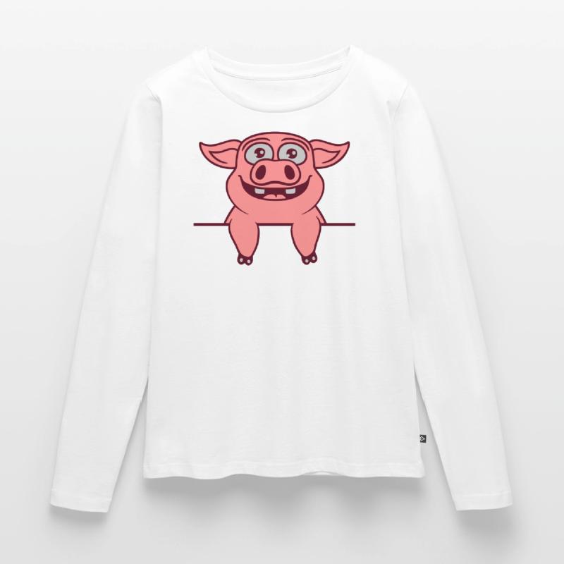 Stall Schwein Text einfügen Frauen Premium Bio Langarmshirt