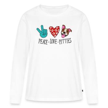 Peace Dear Pitbulls - Maître propriétaire de chien - T-shirt manches longues Premium bio Femme - blanc - Devant - Julia (174cm)