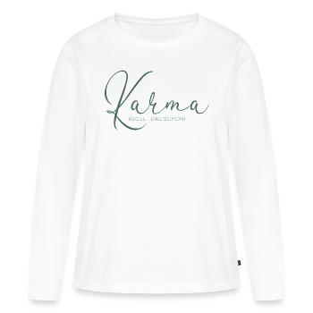 Karma Regelt Das Schon - Yoga Spruch Humor - Frauen Premium Bio Langarmshirt - Weiß - Vorne - Julia (174cm)