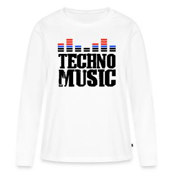 Musique techno - T-shirt manches longues Premium bio Femme - blanc - Devant - Julia (174cm)