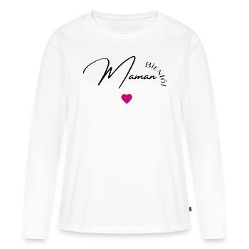 Bientôt maman - T-shirt manches longues Premium bio Femme - blanc - Devant - Julia (174cm)