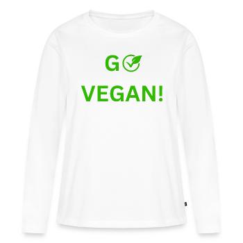 Veganer Stil mit Herz: Einzigartiges Design - Frauen Premium Bio Langarmshirt - Weiß - Vorne - Julia (174cm)