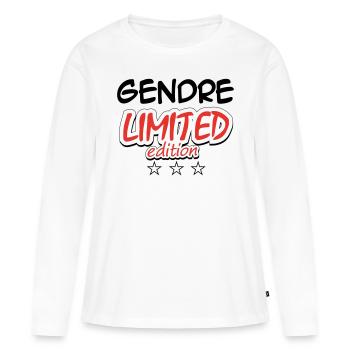 GENDRE LIMITED EDITION - T-shirt manches longues Premium bio Femme - blanc - Devant - Julia (174cm)