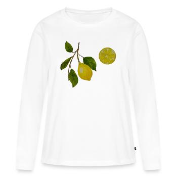 Lemon and lemon sprig - Women's Premium Organic Long Sleeve Shirt - white - Front - Julia (174cm)
